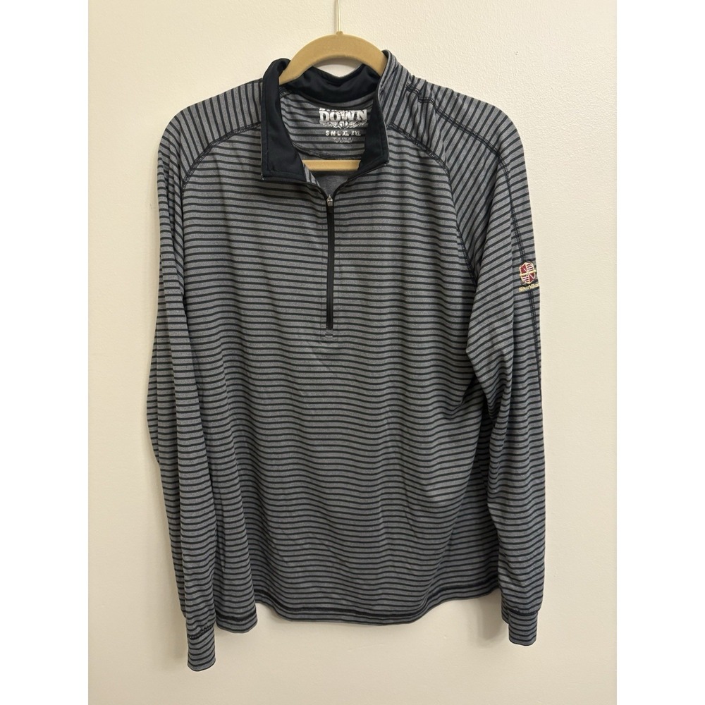 Men's Straight Down Golf 1/2 Zip Preppy Pullover Gray Striped Size Large